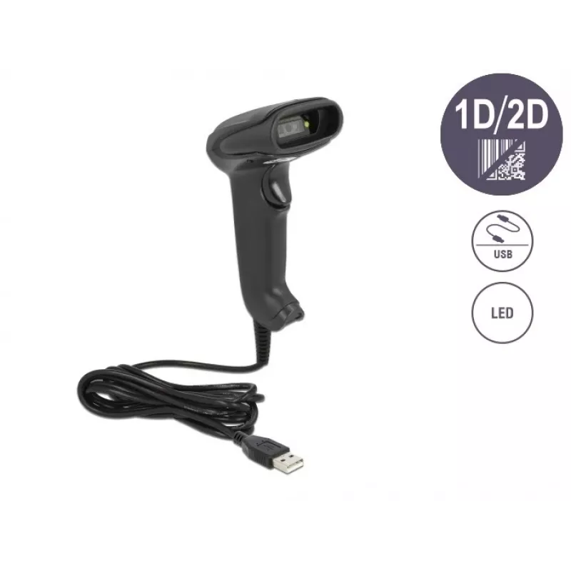 Nešiojamas brūkšninių kodų skaitytuvas DeLOCK USB 1D 2D vokiška versija