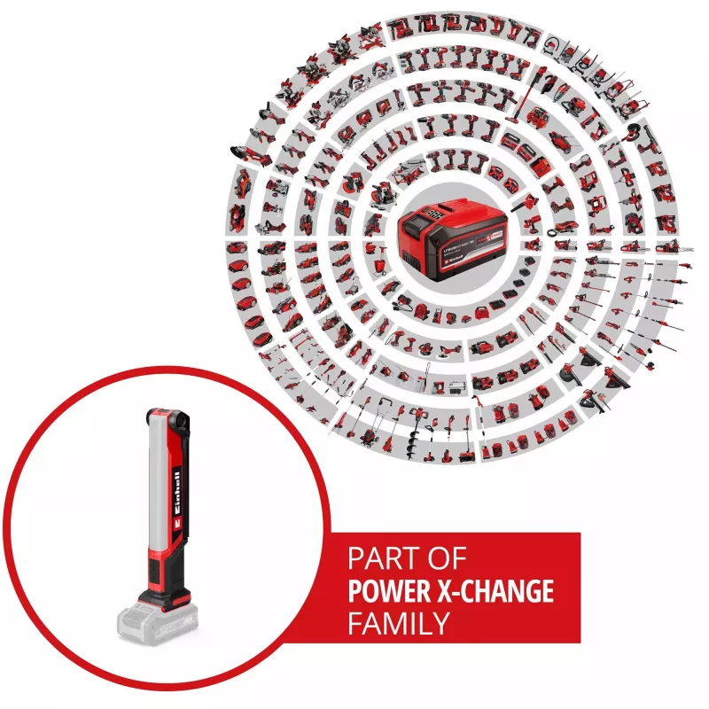 Belaidis LED darbinis žibintas Power X-Change TE-CL 18/1000 S Li - Solo, 18V, raudonas, be akumuliatoriaus ir įkroviklio