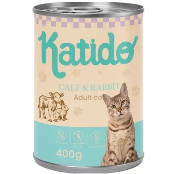 KATIDO ėdalas katėms su veršiena ir triušiu, šlapias, 400 g