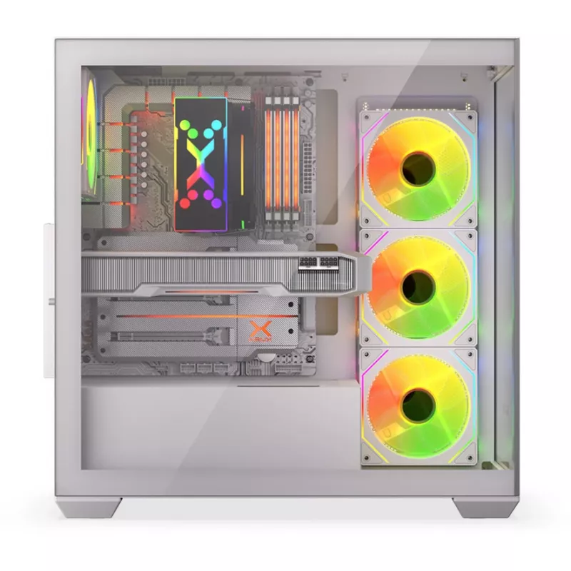 Korpusas KRUX Exo RGB White – ATX bokštas, plieninis, USB-C, RGB