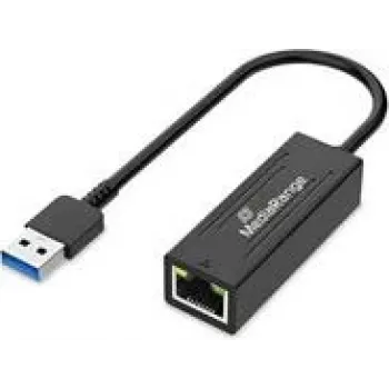 USB-A Ethernet adapterius MediaRange MRCS238 su RJ45 prievadu, 10/100/1000 Mbps, 20 cm, juodas