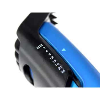 Plaukų kirpimo mašinėlė BLAUPUNKT HCC401 — reguliuojamas ilgis 3–24 mm, akumuliatorinė, juoda/mėlyna