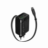 Įkroviklis CANYON OnCharge 65RC su integruotu USB-C laidu, 65W, 1x PD, 1x QC, EU kištukas, Juodas