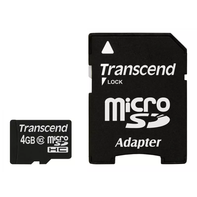 „Transcend“ 4GB MicroSDHC 10 klasės atminties kortelė su adapteriu