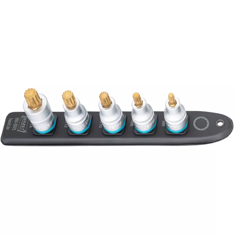 Rinkinys Hazet 990-SR/5 daugiadantės trumpos movos, 5 vnt., dydžiai M6–M14