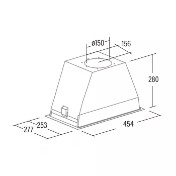Įmontuojamas lubinis gartraukis CATA GT-PLUS 45 WH/M, 492×277 mm, 645 m³/h, aliumininis filtras, nerūdijantis plienas