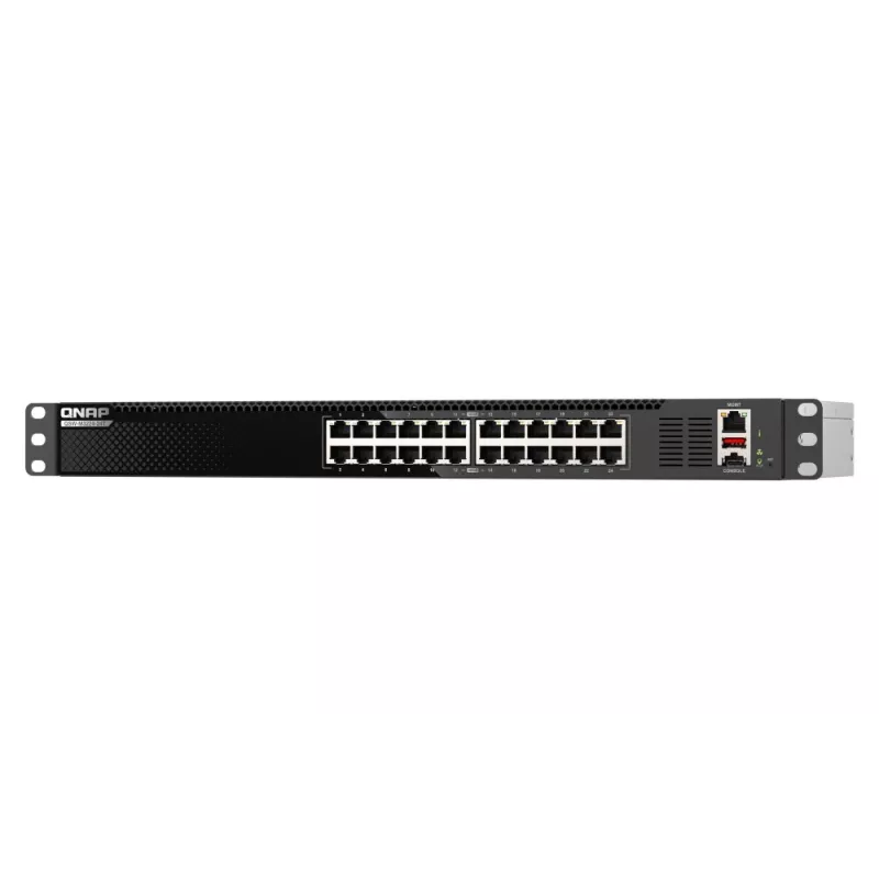 QNAP QSW-M3224-24T tinklo jungiklis, valdomas L3, 10G Ethernet (100/1000/10000), 1U, juodas, sidabrinis
