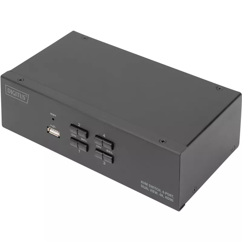 KVM jungiklis Digitus DS-12883 4 prievadai dviejų ekranų 4K HDMI USB