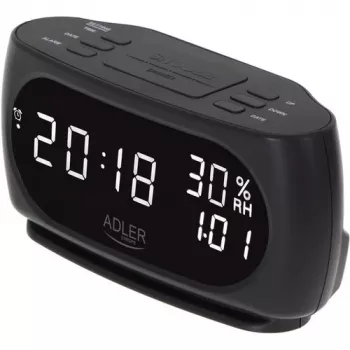 Adler AD 1186 LED žadintuvas su termometru ir higrometru, juodas