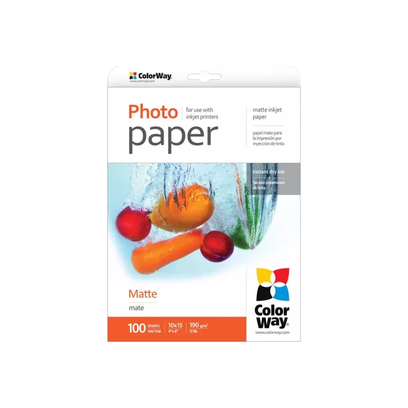 ColorWay - fotopopierius - matinis - 100 lapų - 10x15 cm - 190 g/m²