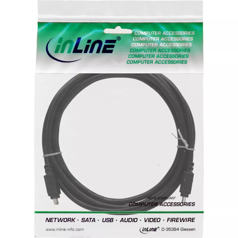 InLine FireWire 400 1394 kabelis 4 kontaktų kištukas / kištukas 3 m