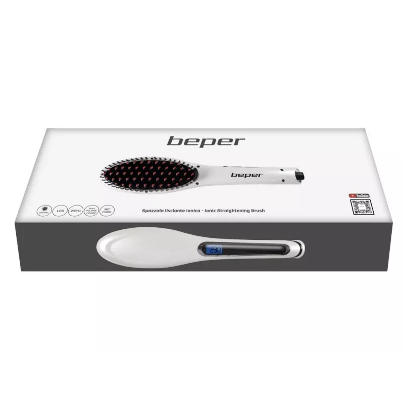Beper 40.926 jonizuojantis plaukų tiesinimo šepetys, keraminis, LCD, 80-230 °C, 55 W