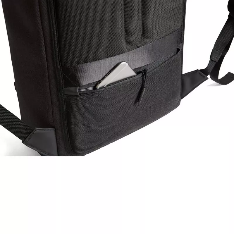 Kuprinė XDDESIGN Urban Lite Black – 21 L (išplečiama iki 27 L), 15,6 colių nešiojamojo kompiuterio skyrius, atspari vandeniui, vežimėlio diržas
