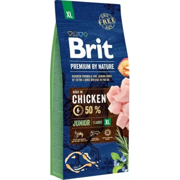 Brit Premium by Nature Junior XL sausas šunų pašaras su vištiena, 15 kg