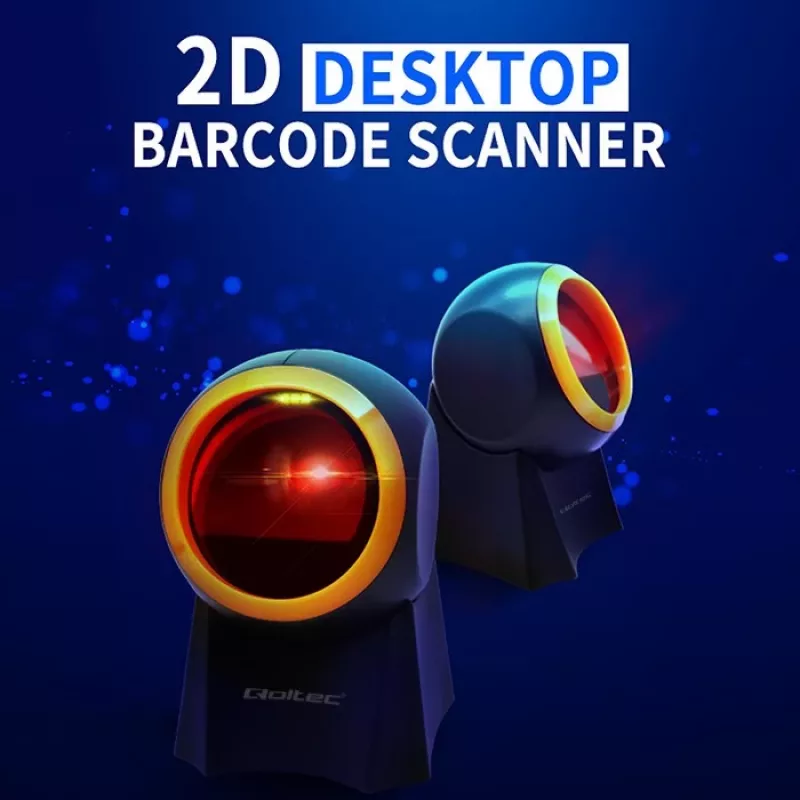 Qoltec 50857 laidinis stacionarus brūkšninių kodų skaitytuvas, 1D/2D, QR, USB, 1,75 m laidas