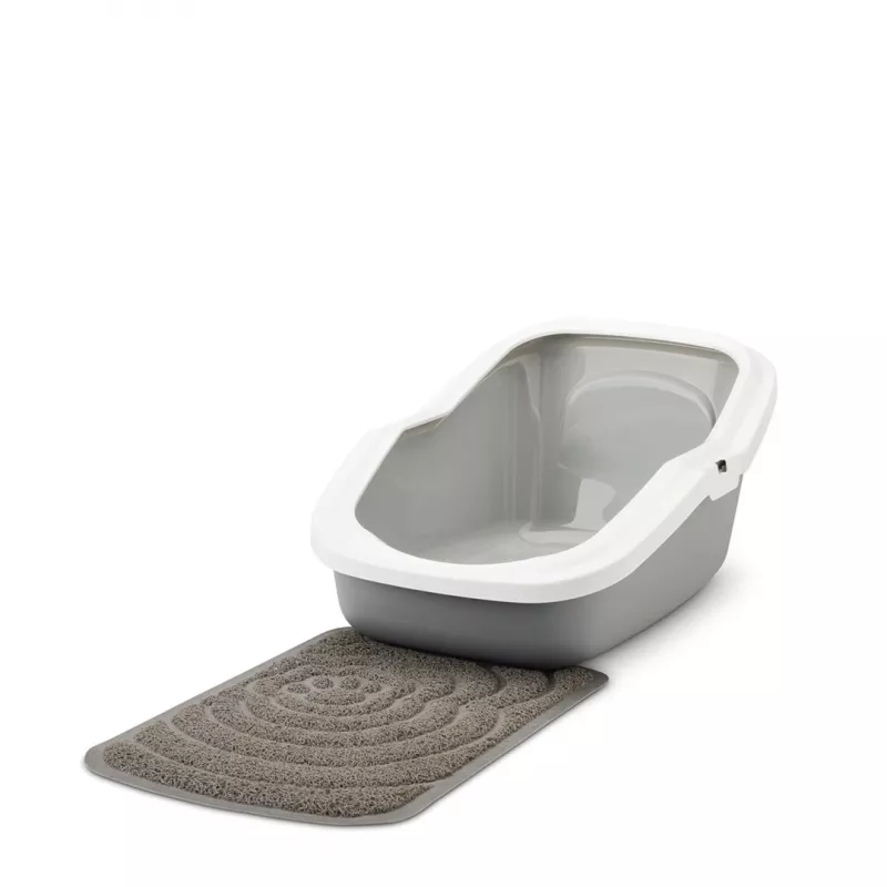 Atviras kraiko dėklas Savic Aseo pilkai baltas 560×390×275 mm katėms, plastikinis, 2 kg