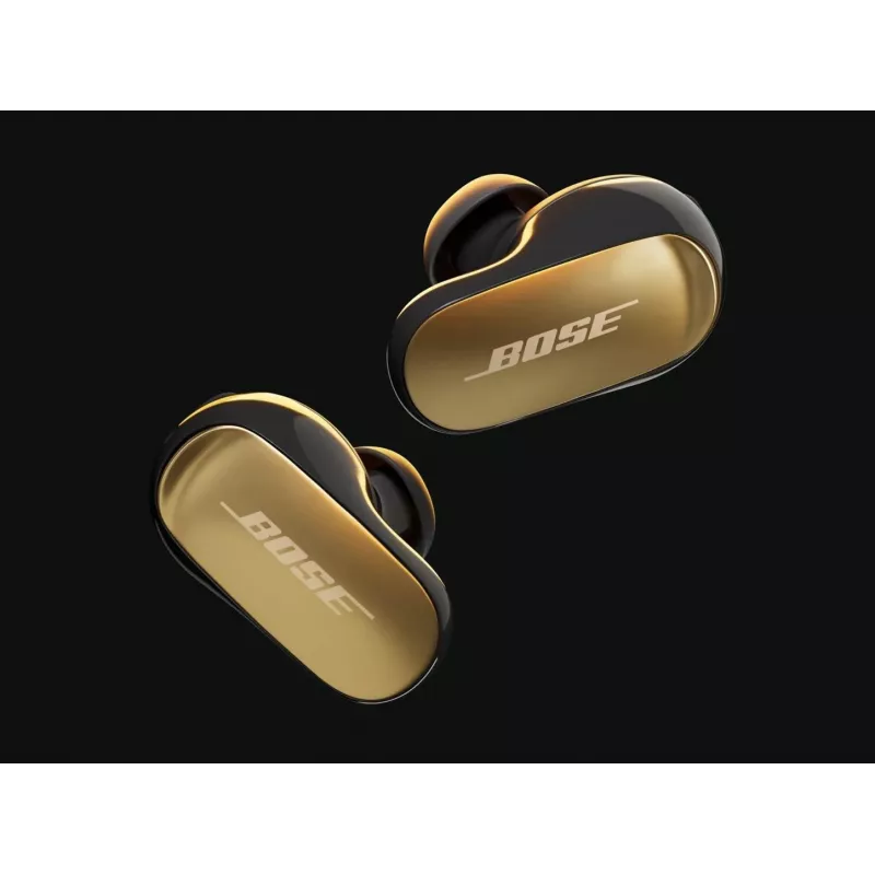 Belaidės ausinės Bose QuietComfort Ultra, juodos/auksinės, Bluetooth, įterpiamos, skirtos muzikai ir skambučiams