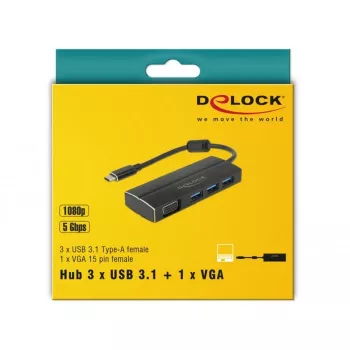 DeLOCK 63932 USB 3.2 Gen 1 Type-C dokinimo stotelė nešiojamam kompiuteriui, juoda