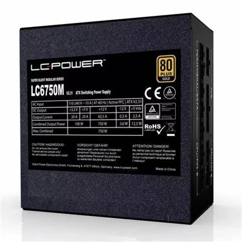 LC-Power Super Silent LC6750M V3.0 750W 80Plus Gold 135mm ventiliatoriumi ATX maitinimo blokas