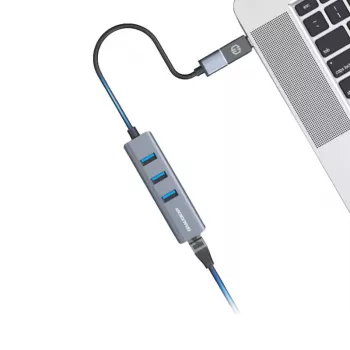 GRAUGEAR USB Hub G-HUB31L-A — USB 3.2 Gen 1 Type-A lizdas, 3x USB 3.2 Gen 1 Type-A prievadai + RJ-45, 5000 Mbit/s