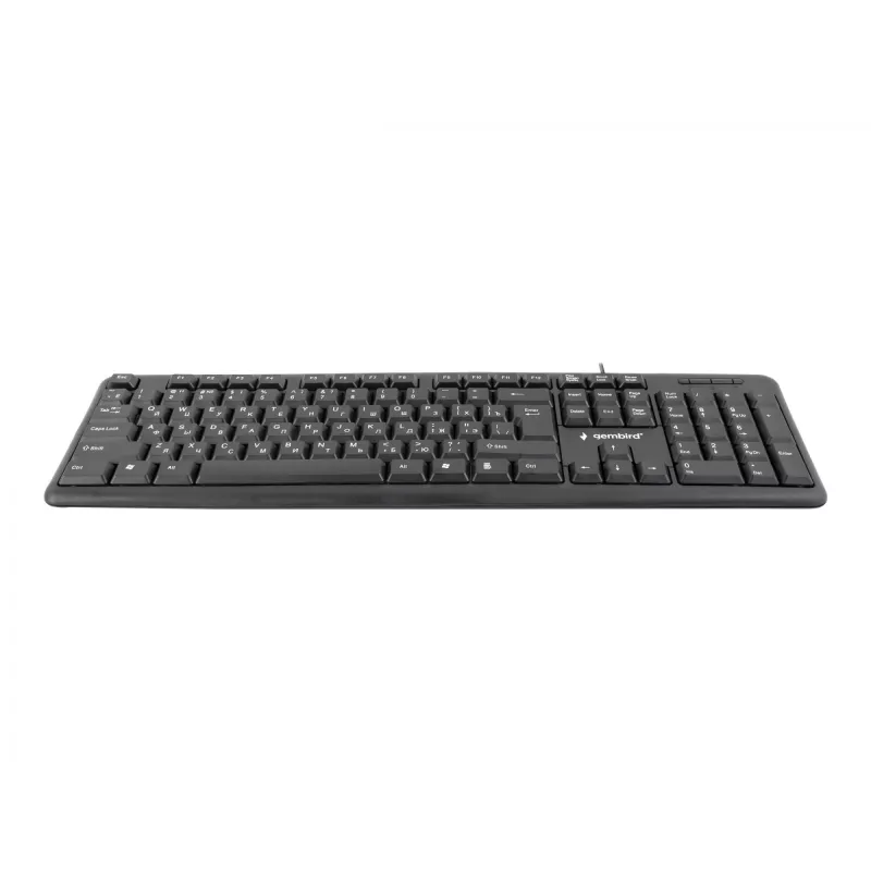 Gembird KB-U-103-RU biuro klaviatūra USB, QWERTY, anglų/rusų, juoda