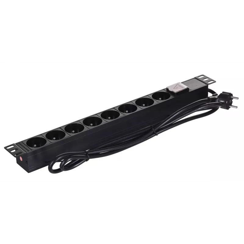 Alantec 19 colių 1U maitinimo juosta, 8x CEE 7/5, jungiklis, 1,8 m (PZ081U)