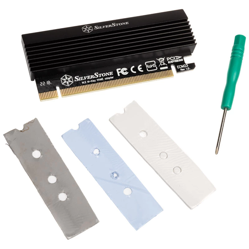 M.2 NVMe / SATA SSD adapteris į PCIe x4 su aušintuvu SILVERSTONE SST-ECM23