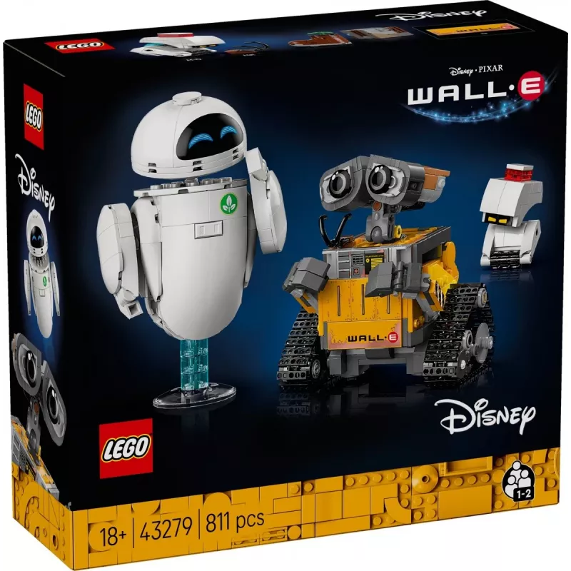 LEGO Disney Pixar 43279 WALL-E ir EVE statybinis konstruktorius, 811 detalių, 18+