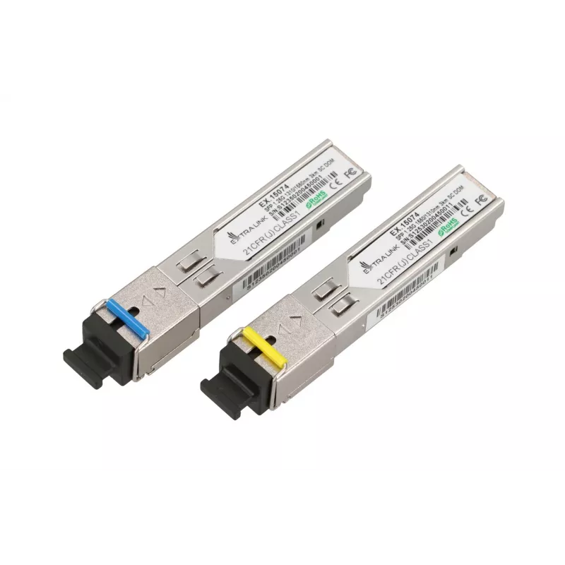 Extralink SFP 1.25G WDM modulių pora 1310/1550nm vienmodis 3km SC DOM HP/Aruba