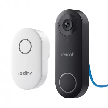 Reolink D340P - 5MP laidinis vaizdo durų skambutis su skambučio garsu, PoE, asmens aptikimu, dvipusiu garsu, suderinamas su NVR