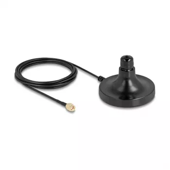 Antenos magnetinis pagrindas DELOCK ULA100 — 1×N lizdas į 1×RP‑SMA kištuką, 3 m laidas, lauko, juodas