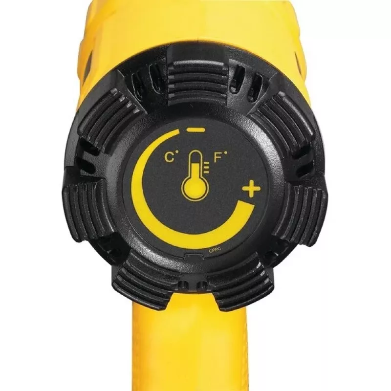 Karšto oro pistoletas DeWalt D26411 — 1800 W, pistoletinė rankena, maks. 600 °C, 450 l/min oro srautas, geltona