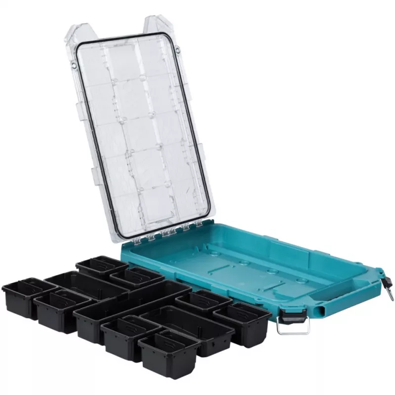MAKTRAK Organizer Flat M, įrankių dėžė Mėlyna / permatoma, permatomas dangtis