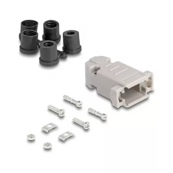 DELOCK D-Sub korpusas 9 kontaktų su guminiais tarpikliais, plastikinis, juodas/pilkas, 41,6×31,6×19,8 mm