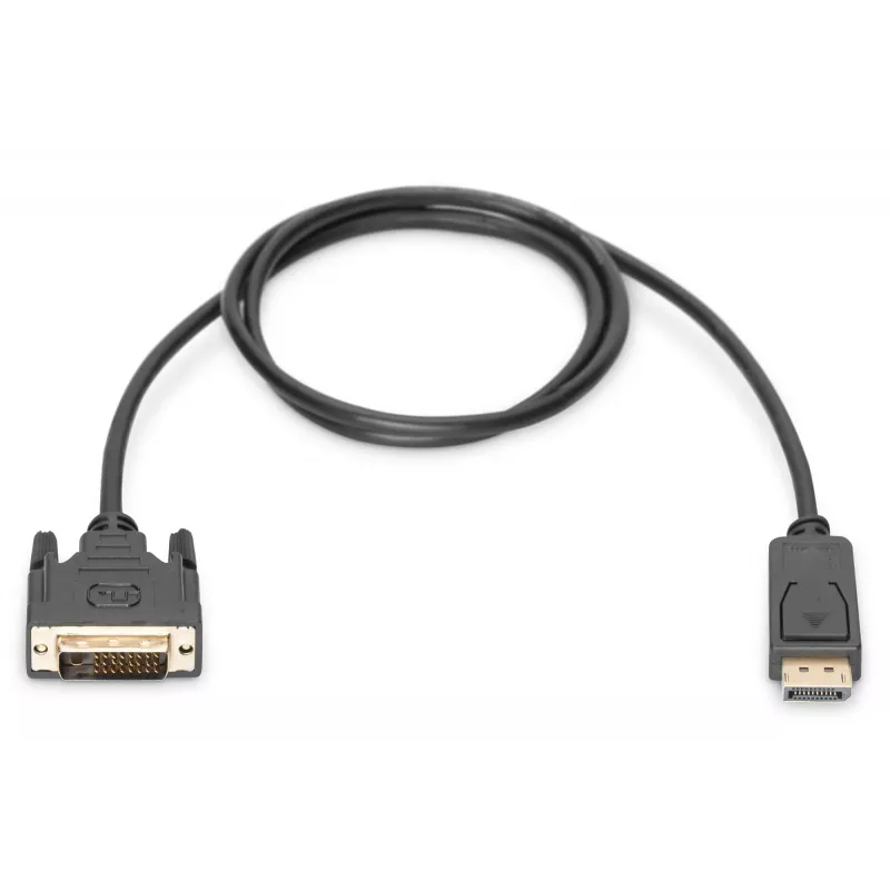 ASM AK-340301-030-S ASSMANN Kabelis DisplayPort 1.1a su fiksatoriumi Tipas DP/DVI-D (24+1) Kištukas/Kištukas Juodas 3m