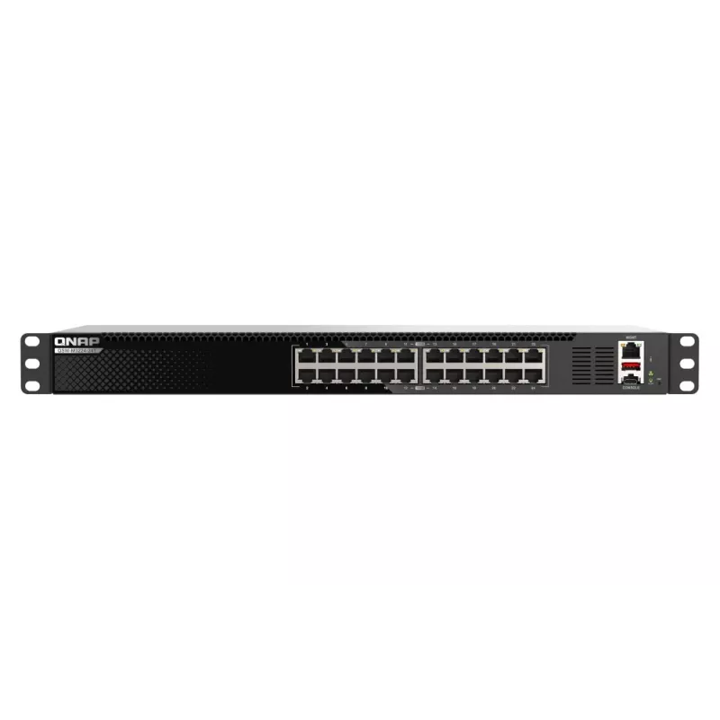 QNAP QSW-M3224-24T tinklo jungiklis, valdomas L3, 10G Ethernet (100/1000/10000), 1U, juodas, sidabrinis