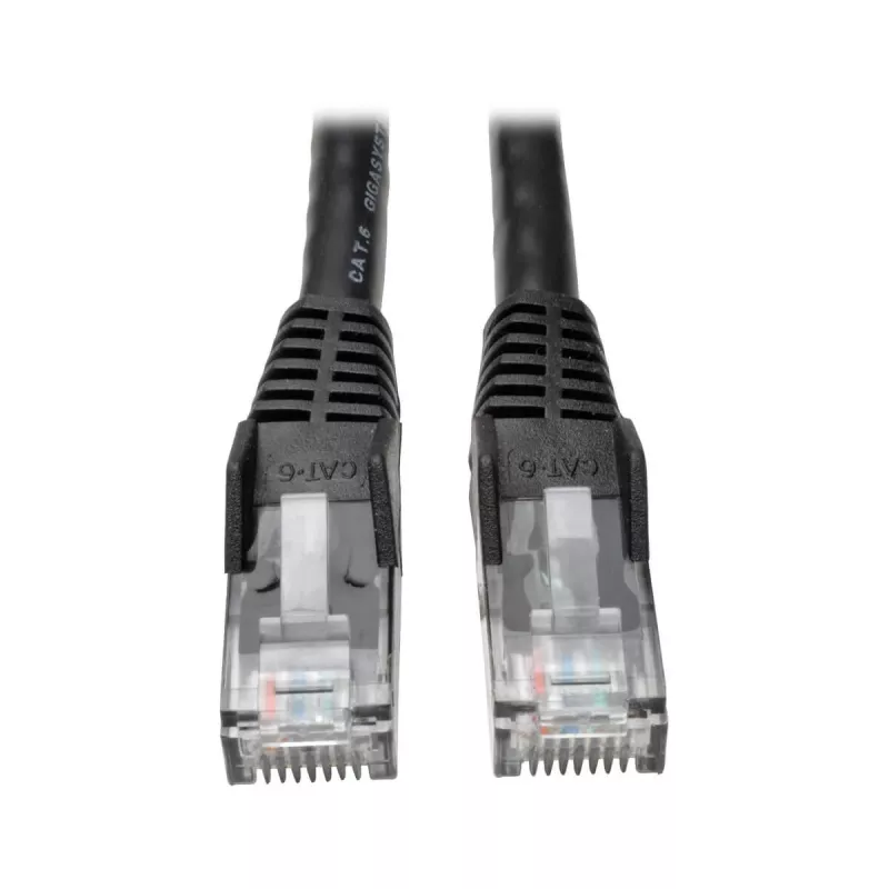 Eaton Tripp Lite Series Cat6 Gigabit belaidis kištukinis (UTP) Ethernet kabelis (RJ45 M/M), PoE, juodas, 5 pėdos (1,52 m) - Pataisos kabelis - RJ-45 (M) į RJ-45 (M) - 1,52 m - UTP - CAT 6 - Liežuvėlis