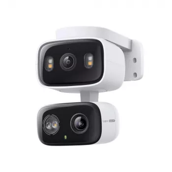 IP apsaugos kamera TP-LINK Tapo C246D — 3MP (2304×1296), 2,8 mm, 107,8° FOV, PTZ dviejų objektyvų, IP65, Wi-Fi/Gigabit, microSD iki 512 GB