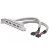 Laikiklio juostelė USB 2.0 HighSpeed 2xIDC (5pin)/4xUSB A M/F Pilka 0.25m