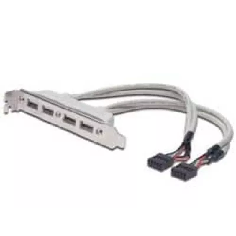 Laikiklio juostelė USB 2.0 HighSpeed 2xIDC (5pin)/4xUSB A M/F Pilka 0.25m