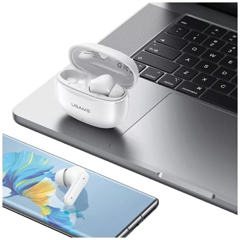 Belaidės ausinės USAMS E05 TWS Bluetooth 6.0 baltos
