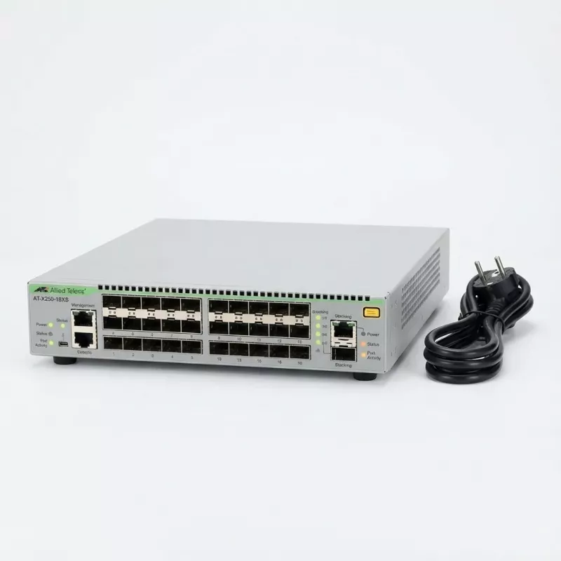 Allied Telesis AT-X250-18XS-50 10 Gigabit sluoksnio 3 Lite kroviklis, 18x SFP+ prievadai, EU maitinimo laidas, su LLW