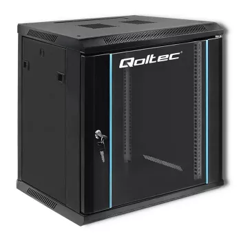 19 colių stelažo spinta QOLTEC 54464 12U 600x635x450 mm juoda