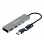 USB stotelė GrauGear G-HUB2C2A-10G — 4 prievadų USB 3.2 Gen 1 (2x Type-C, 2x Type-A), 10 Gbit/s, 100 W, aliuminis, pilka