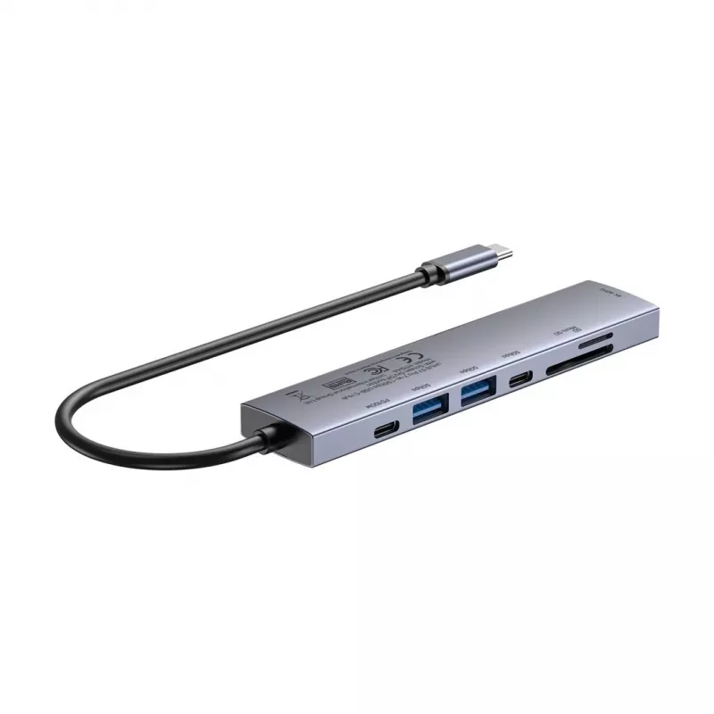 USB-C stotelė Unitek H1124AGY01 su 100W PD, HDMI 2.0, 2x USB-A, 2x USB-C, SD/microSD skaitytuvu – aliuminis