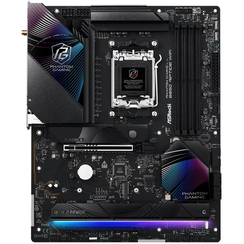 Motininė plokštė ASRock Phantom Gaming B850 Riptide WiFi — AMD B850, Socket AM5, ATX, DDR5, 4x M.2, Wi‑Fi 7, 2,5 Gb LAN