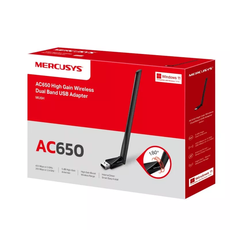 Mercusys AC650 aukšto stiprinimo belaidis dviejų juostų USB adapteris