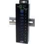 USB šakotuvas Exsys EX-1580SHMVS 10 prievadų valdomas su USB laidu ir DIN bėgelio tvirtinimo rinkiniu