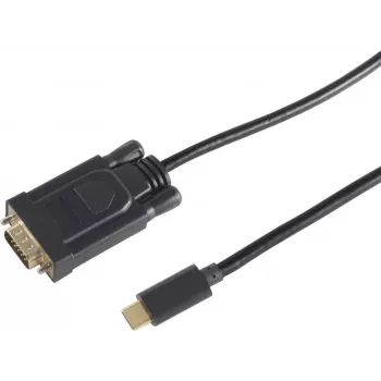 Vaizdo kabelio adapteris S/CONN 10-59045 3 m USB Type-C – VGA (D-Sub) juodas