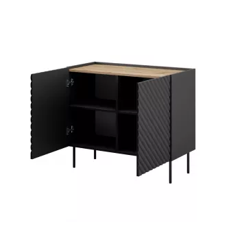 Komoda Cama Meble ONDA 2D 98x45x85 cm, juoda, medžio drožlių plokštės rėmas